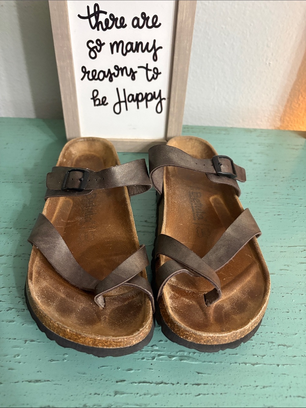 Women’s Brown Leather Multi-Strap Slide Sandals
